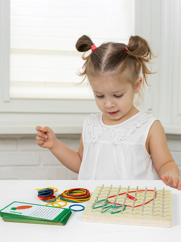 Montessori Wooden Children's Educational Toys Nail Boards Geometry Math Teaching Aids For Shape Cognition Imagination Develop