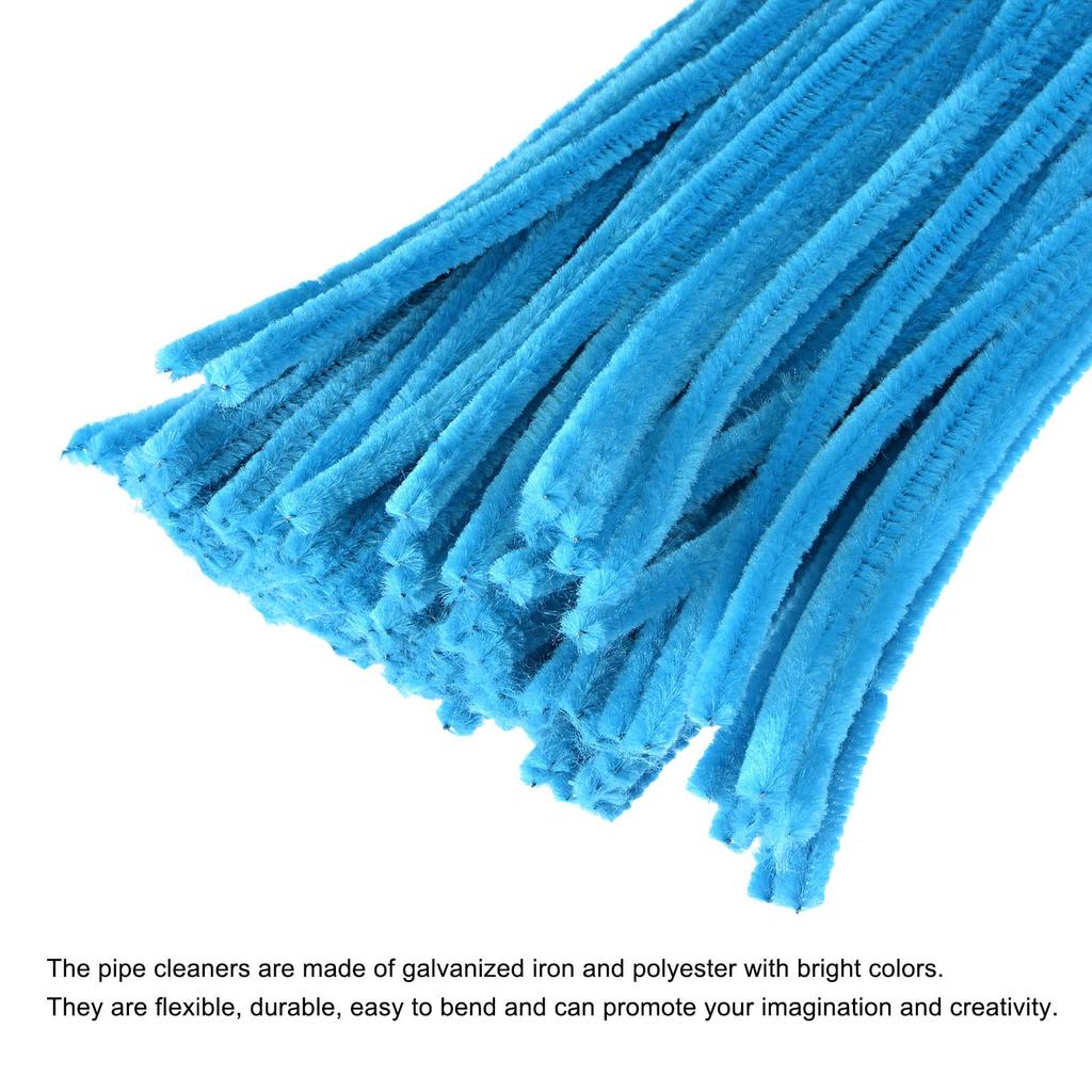 Uxcell 100 Pieces 30cm Chenille Pipe Cleaner Stems for DIY Arts, Creative Crafts, and Decoration, Blue Green
