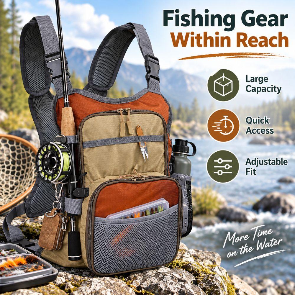 Lightweight Fly Fishing Chest Pack Wear Resistant Fishing Gear Organizer  Outdoor Angling