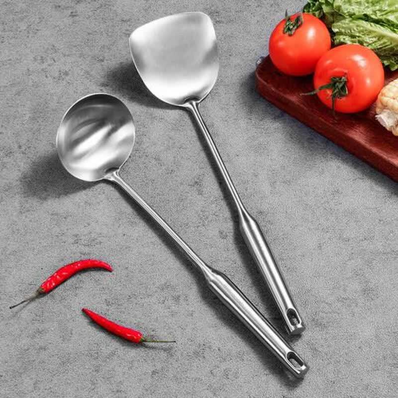 MAXCOOK 304 Stainless Steel Wok Spatula & Soup Ladle Set