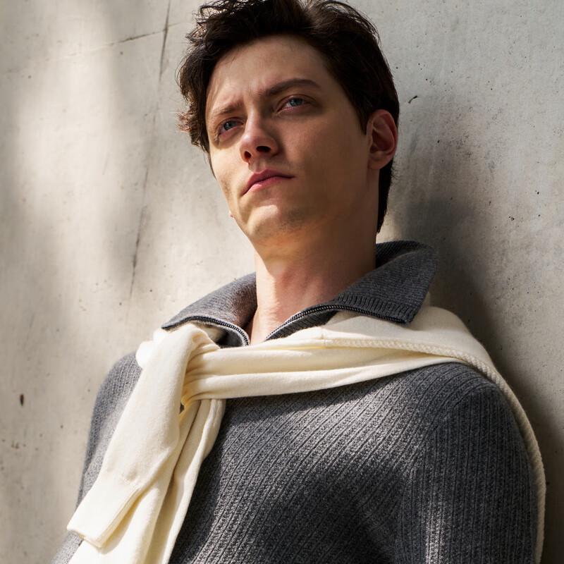 

EMZ Men s Pullover Turndown Collar Wool Cashmere Sweater 3XL