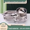 304 Stainless Steel Drop-Proof Square Dinner Plate for Kids with Four Compartments