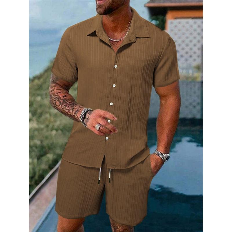 Summer Men's Casual Loose Short-sleeved Shirts And Shorts Beach Sets For Europe And America