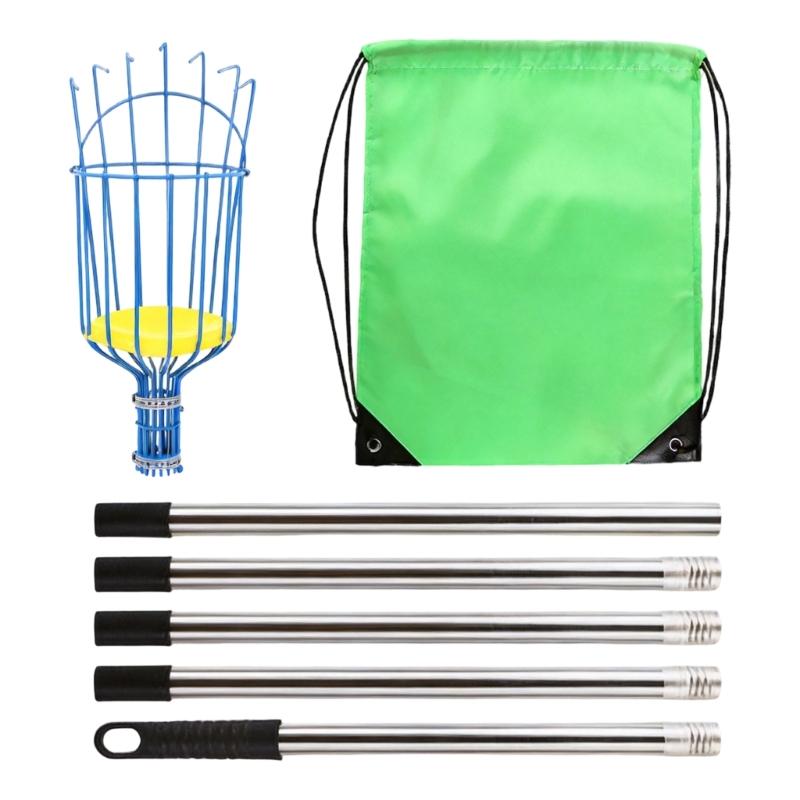 Fruit Picking with Basket, Apples Picking Tool Adjustable Rod Long Handle Avocados Grabber Tree Fruit Catcher for Harvesting