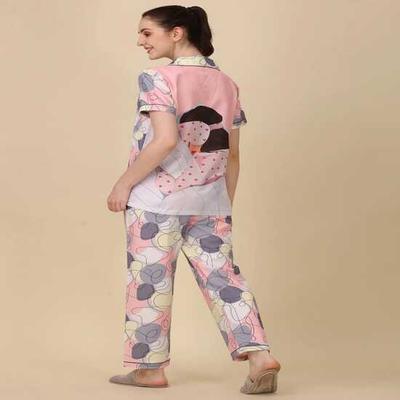 Women's Abstract Print Short Sleeve Night Suit