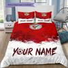 Benfica Eagle Crest Custom Name Pattern Bedding Quilt Set Quilt Cover Pillowcase Home Birthday Gift(1 * Duvet Cover + 2 * Pillowcase, Without Core)