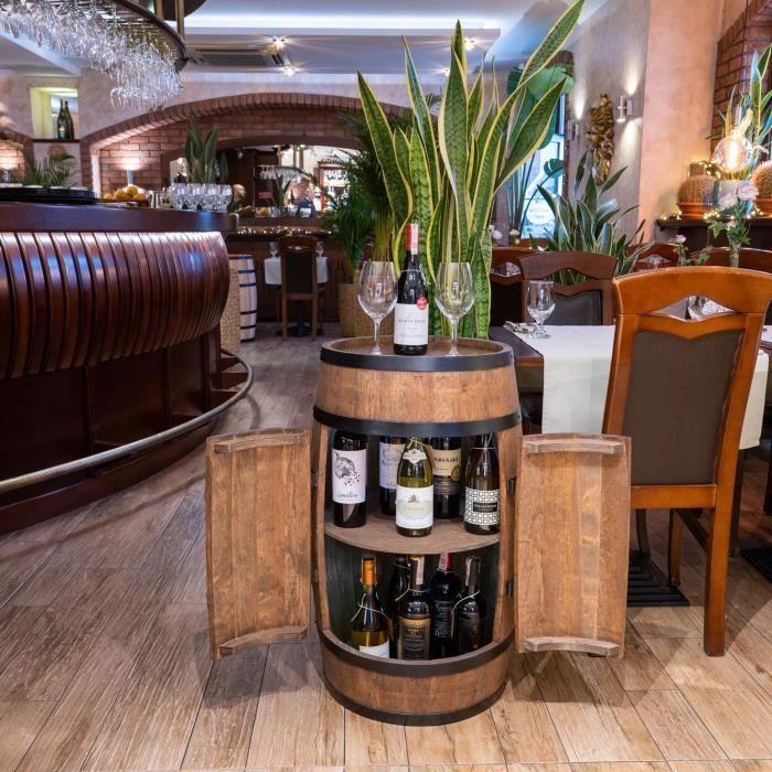 Casier à Vin – Creative Cooper – Tonneau En Bois avec des portes, Meuble Rangement Bouteille Alcool, 80x50 cm, Wenge