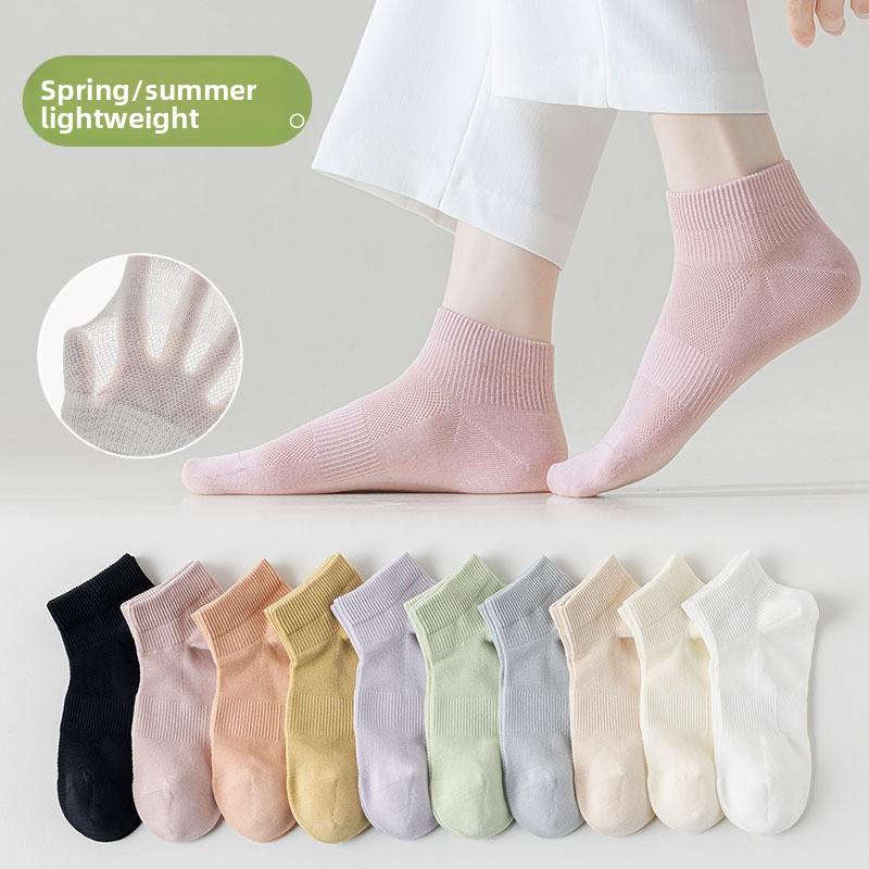 Pure Cotton White Children's Summer Lightweight Short Socks with Sweat-absorbing and Breathable Properties, Short Tube Style, Mesh Fabric