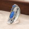 Vintage Copper Material Ring, Handmade Synthetic Long Opal Ring, Synthetic Blue Opal Ring As A Gift for Mom