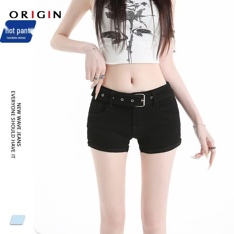Women s High-Waist Belted Denim Shorts M