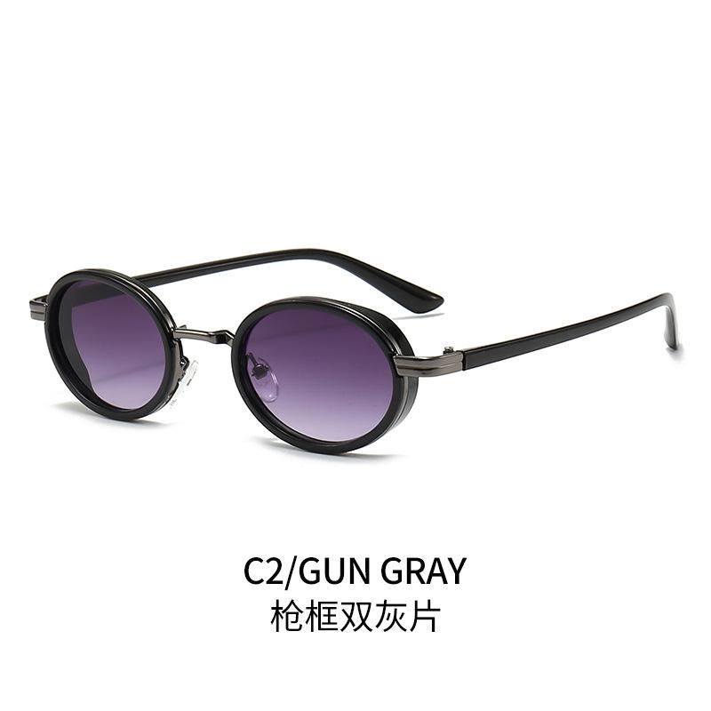 Metal Small Frame Punk Oval Sunglasses Steam Futuristic Retro Sunglasses Women'S Street Shot Glasses