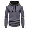 European Long Sleeve Hooded Men's Hoodie with Drawstring Jacquard Checkered Patchwork.