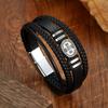 Multi Layer Braided Leather Bracelet For Men With Magnetic Cross Geometric Design And Magnetic Clasp Bangle