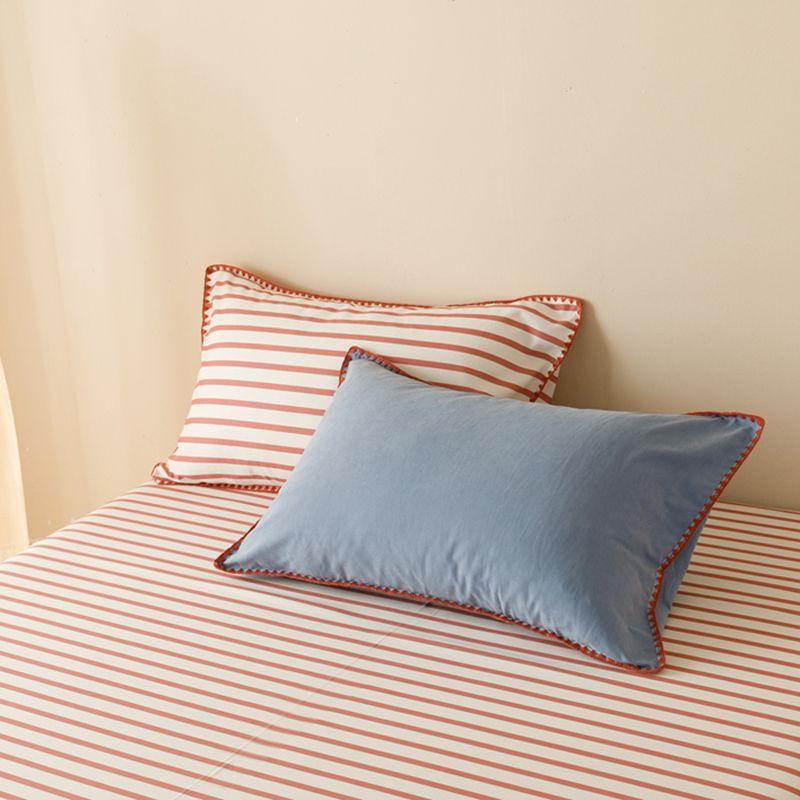 Striped Contrasting Color Student Dormitory Bed Solid Color Four Piece Set