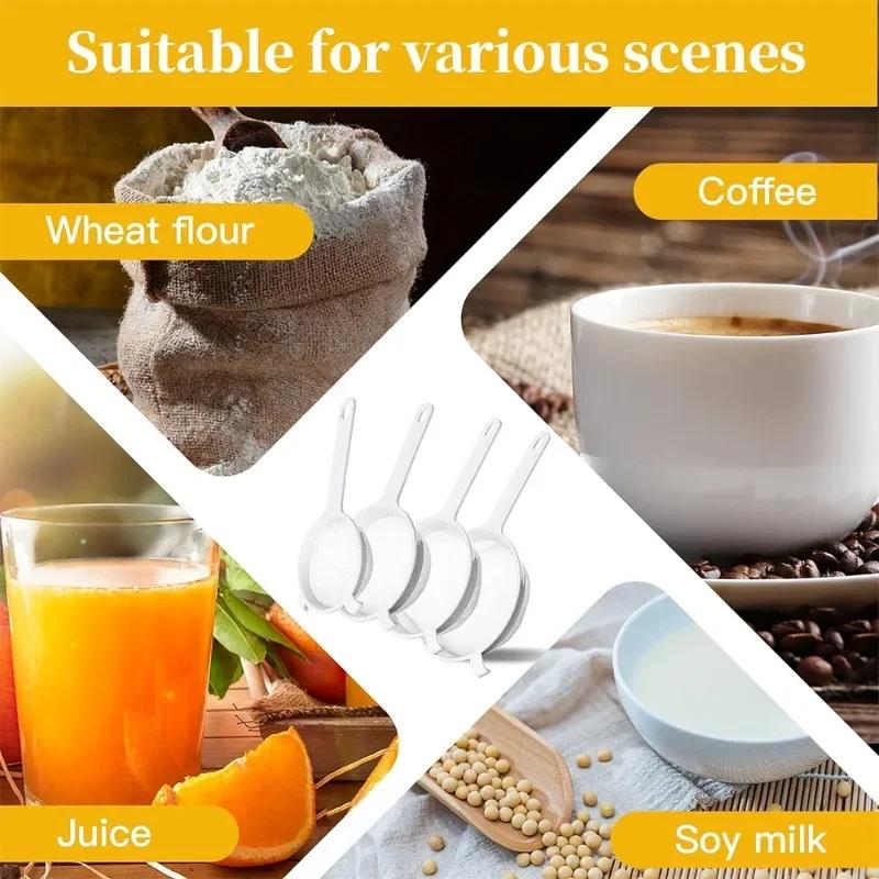 Kitchen Nut Milk Filter Plastic Fine Mesh Spoon Strainer Flour Sieve with Handle Soy Milk Coffee Filter Colanders Kitchen Tools