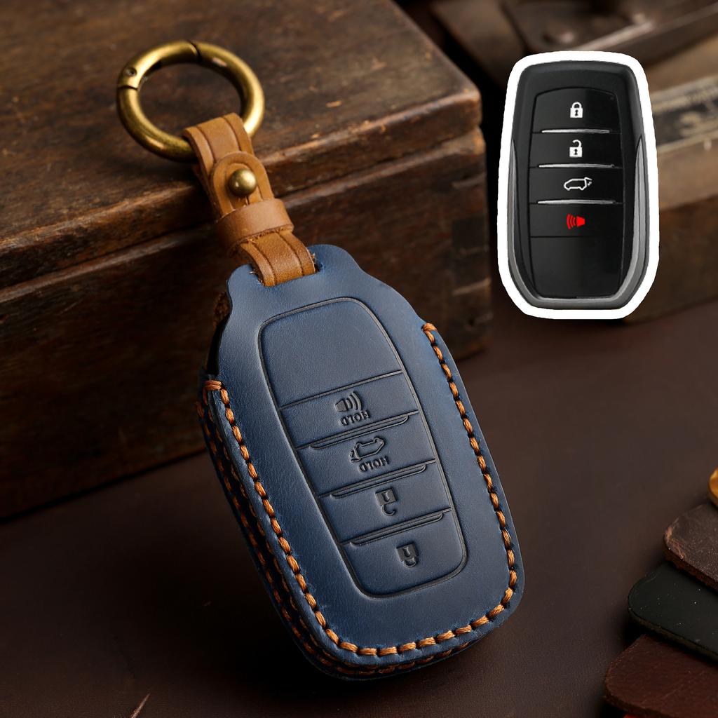 Leather Car Key Cover Case for TOYOTA Sienna RAV4 VENZA Mirai Hybrid Vehicles Alphard PREVIA Voxy Keyless Go Remote Keychain Set