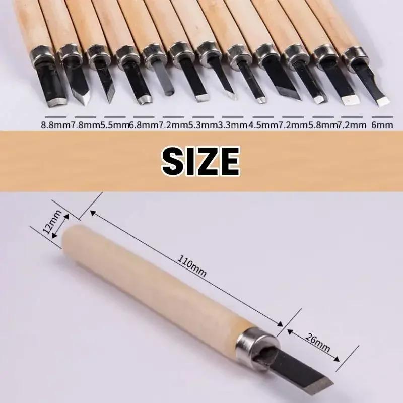 12pcs Wood Carving Knife Sculpture Woodworking Tools Woodcut Chisel Knife Carpentry Engraving Pen Diy Wood Craft Tools