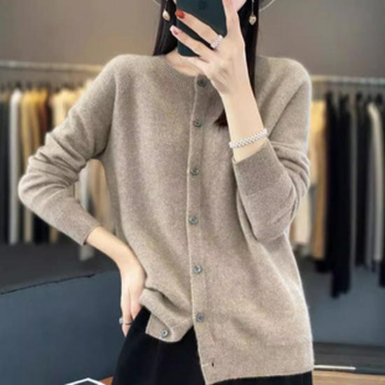 Women's Loose Wool Pullover Sweater with Half-High Collar