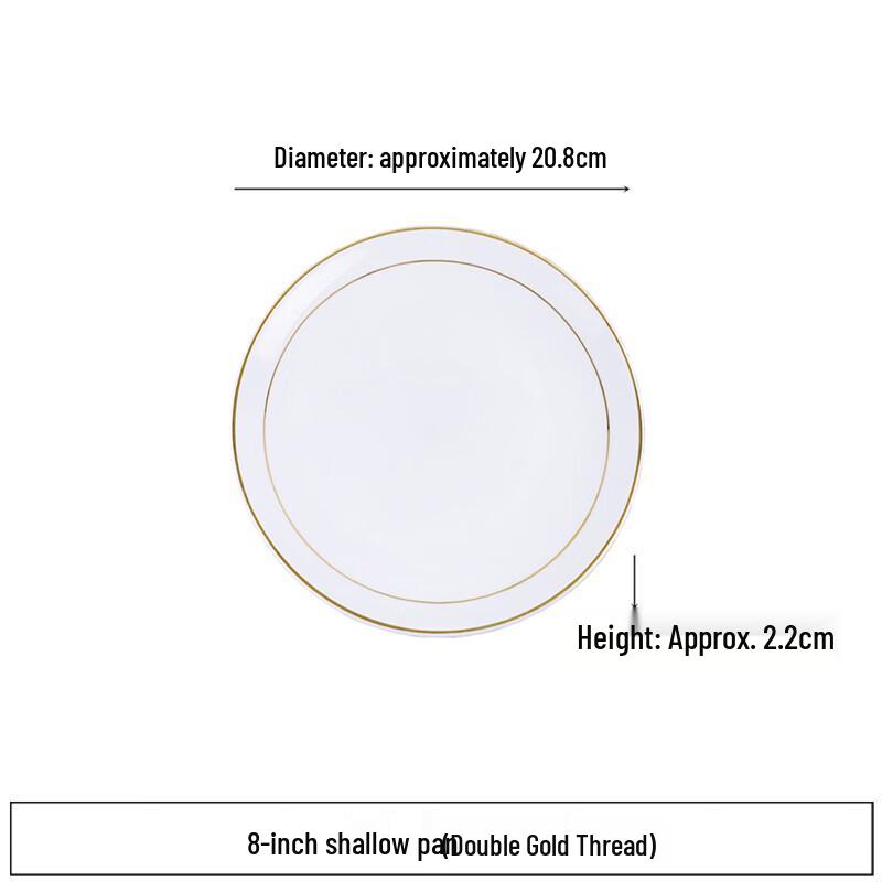 Elegant Gold-Rimmed Round Ceramic Dinner Plate