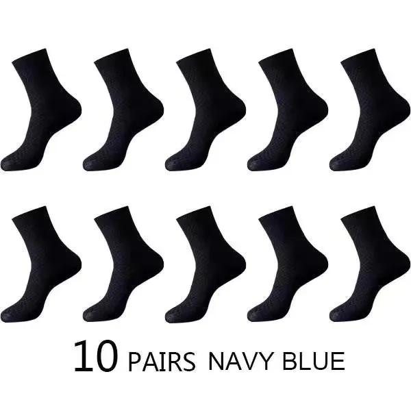 10Pairs/Men's Bamboo Fiber Socks Classic Business Office Stockings Breathable Deodorant Feet Men's Dress Socks Plus-size EU39-45