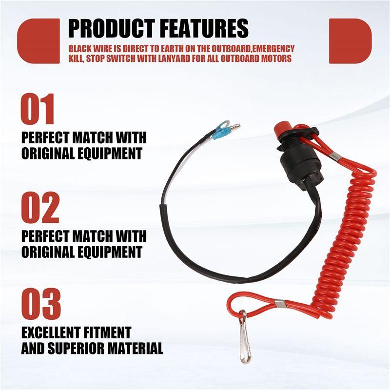 P-Premium-Boat Motor Emergency Kill Stop Switch For /Tohatsu Outboard Stop Kill Switch Cut Off Switches With Safety Tethe