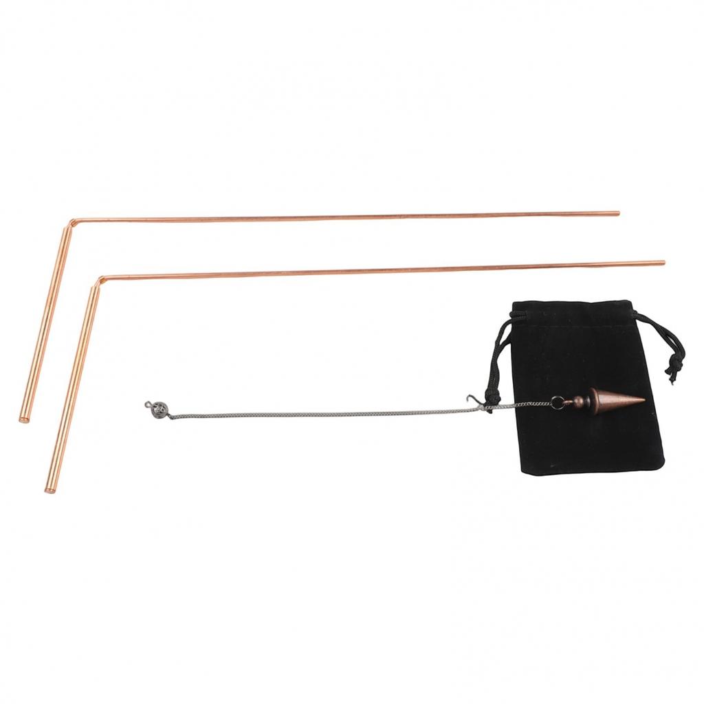 Copper Probe Set Two Telescopic Dowsing Rods & Reliable Divination Pendulum