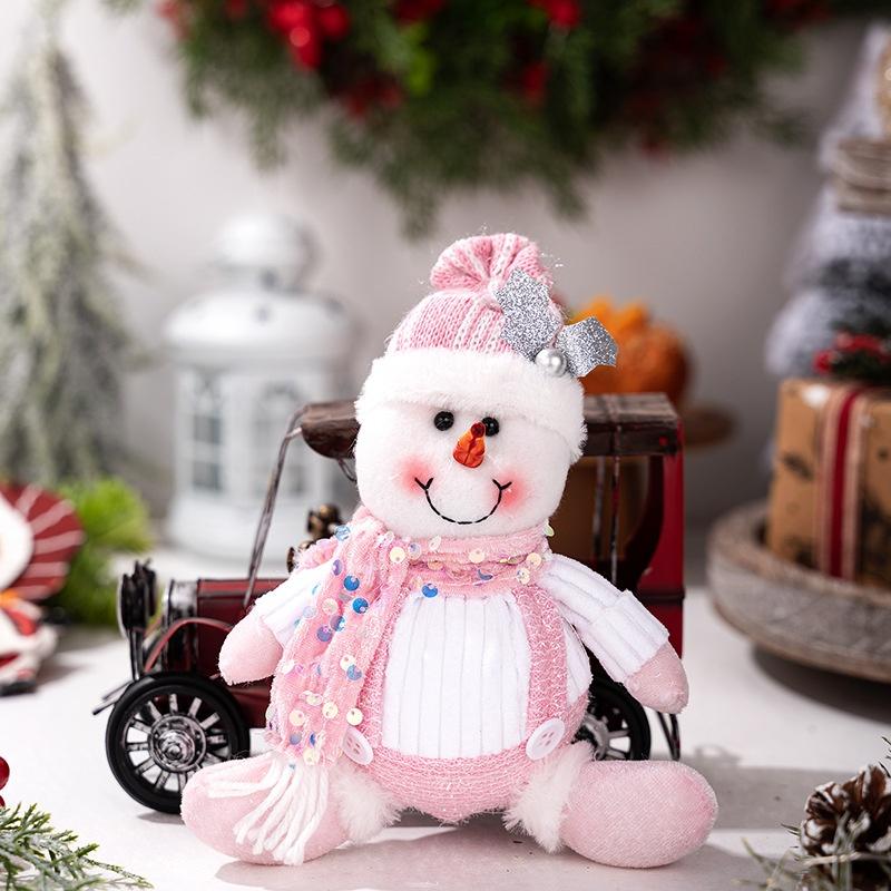 1Pc Christmas Decorations Christmas Pink Glitter Doll Pendant Santa Claus Pendant Snowman Elk Pendant