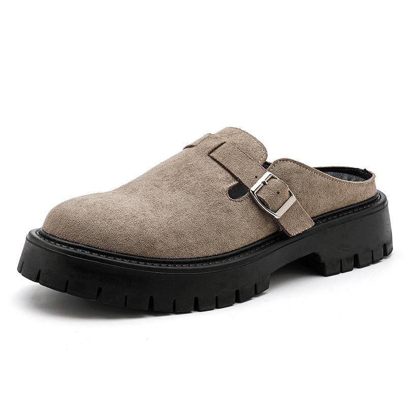 Summer Lazy Without Heel Bag Head Slippers Casual Muffin Thick-soled Half Slippers Breathable Half Drag Leather Shoes