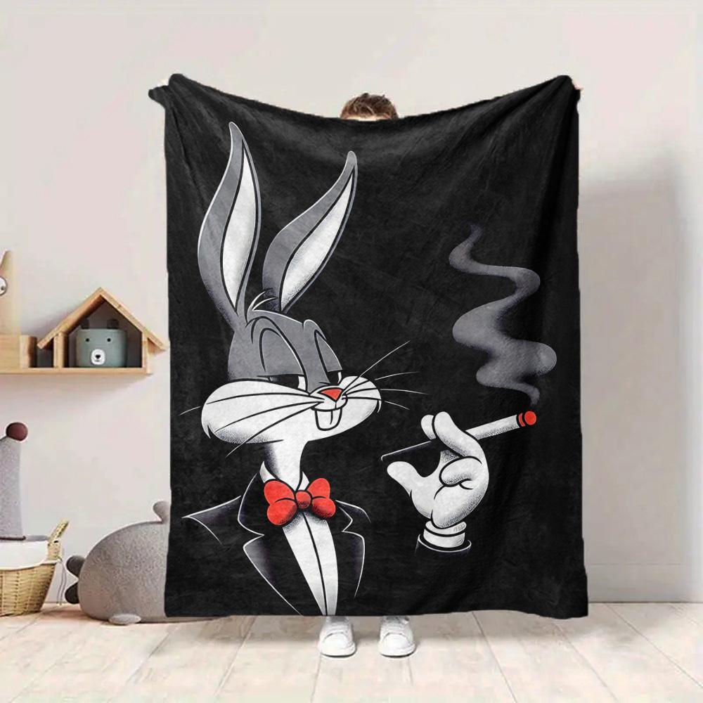 1pc Bugs Bunny Flannel Throw Blanket Lightweight Soft Warm All Season Blanket for Sofa, Bed, Travel,L1028086