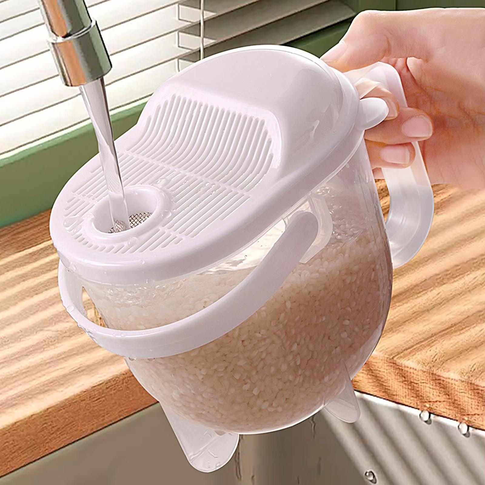 

Hands-Free Rice Washer Strainer Basket Quick Cleaning Rice Washing Tool for Kitchen one size белый