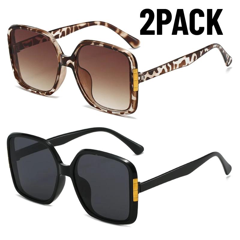 1/2PACK Vintage Oversized Square Sunglasses UV400 Men Women Fashion Brand Cat Eye Sun Glasses Hip Hop Outdoor Fishing Eyewear