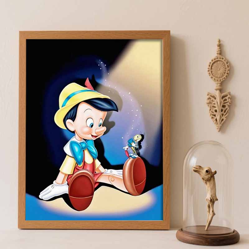 Disney DIY diamond painting 5d Pinocchio Jiminy Cricket full drill cross stitch diamond living room bedroom decoration painting Round 20x30cm