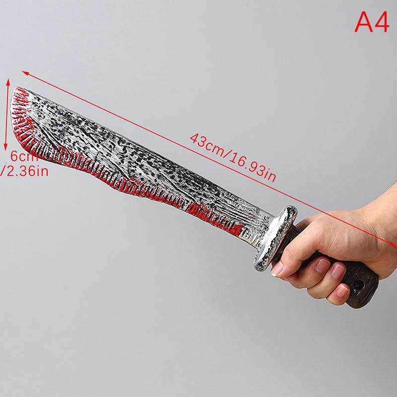 Decorative Bloody Axe Realistic Looking Plastic Halloween Fake Machetes Statue Sickle Knife Horror Cosplay Arm Prop For Home