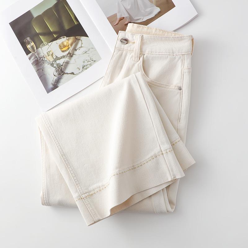 Women's White High-Waisted Wide-Leg Cropped Jeans - Summer 2025 Collection