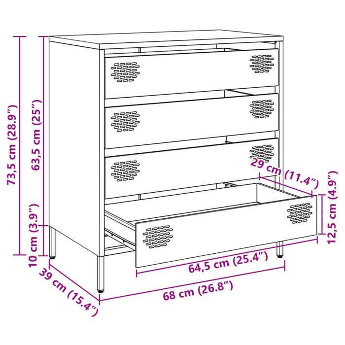 VidaXL Buffet jaune moutarde 68x39x73,5 cm acier laminé à froid, meuble de rangement, meuble de rangement de cuisine, meuble 851289