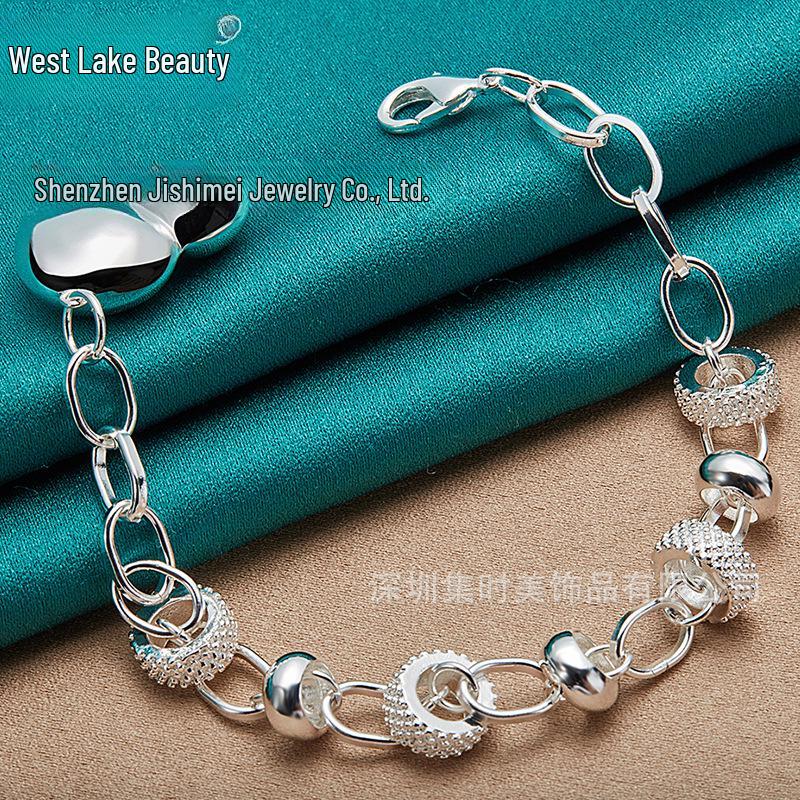 

West Lake Beauty Silver Heart Gear Bracelet for Women