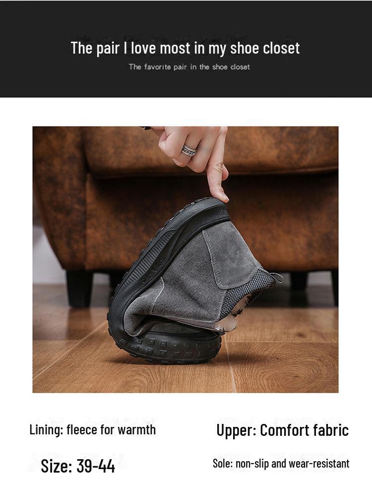 Pánské zimní kotníkové protiskluzové bezpečnostní boty se sametovou izolací pro ochranu v chladném počasí a ve sněhu.