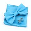 Einfarbiges Herren-Fliege-Taschentuch-Manschettenknopf-Set aus Polyester, Schmetterling, Hochzeit, Party, Abendessen, Zubehör