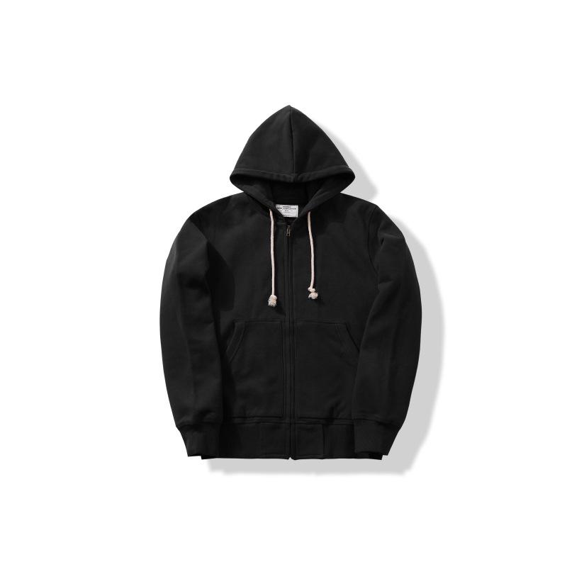 OKONKWO Unisex Heavyweight Terry Hoodie - 500g Solid Color Zip-Up Sweatshirt XL чёрный