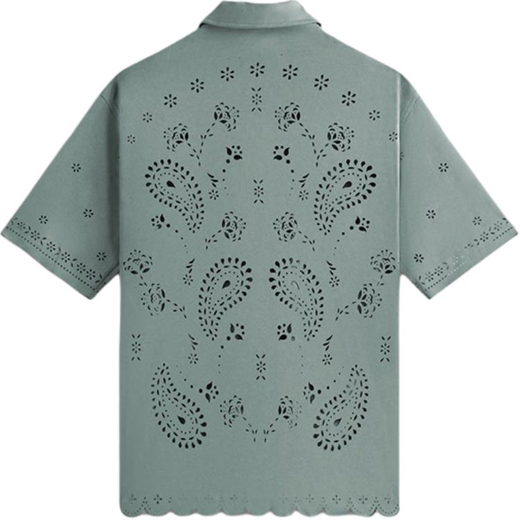 Kith Isaac Microsuede Button Down Shirt Harbour Unisex Tops Green KHM032066-422