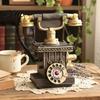 Distressed Finish Phone Telephone Resin Figurine Retro Model Statue with Matte Finish Solid Old-Fashioned Victorian Style Desk Decor for Home Office