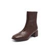 Augustine Thick Heel Short Boots Women's 2025 New Autumn High Heel Thick Heel French Square Head Chelsea Thin Boots