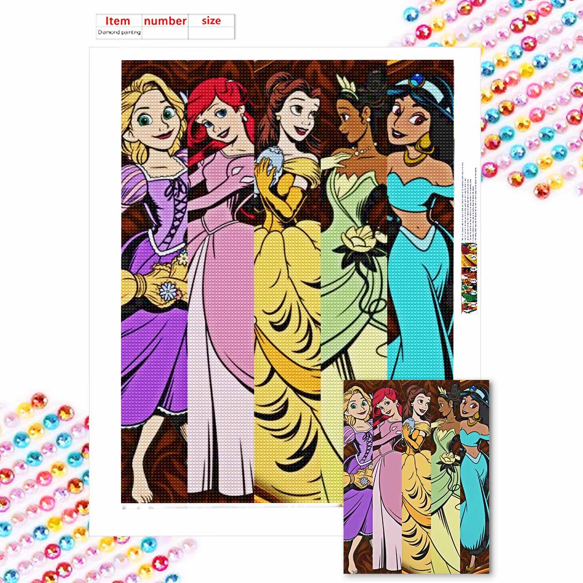 

5D Diy Diamond Painting Lovely and Beautiful Princesses Full Drill Rhinestones Mosaic Embroidery Handmade Products Home Decor Gift Round 20x30cm