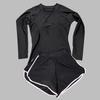 2 Pcs/Set Unisex Swimsuit Quick-drying Breathable Soft Leaf Print O Neck Long Sleeves Wetsuit Pockets Couple Surfing Clothes Diving Bathing Suit
