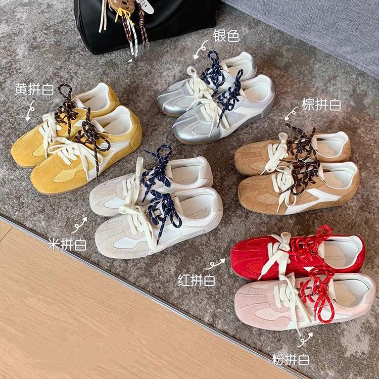 Cowhide version Su Yinyin, the same 5cm inner height increase, color matching, versatile casual sports shoes, German training shoes, women's Forrest G