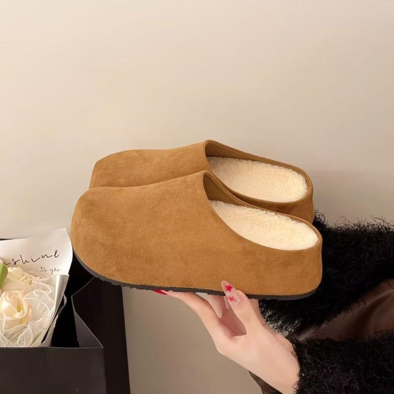 

Retro Shoes for Women s Autumn and Winter New Style, with Fleece, Flip-flops and Cotton Shoes on One Foot 40 верблюд