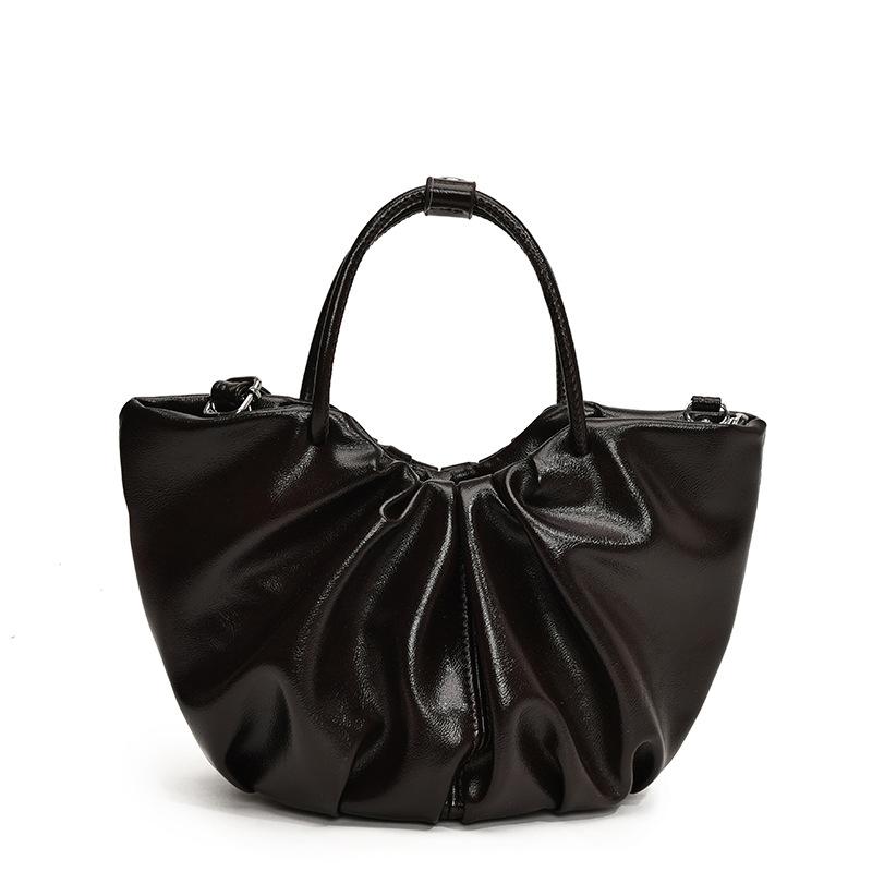 French Pleated Cloud Bag Women's 2025 New Fashion Soft Leather Portable Vegetable Basket Versatile Shoulder Messenger Bag Tide