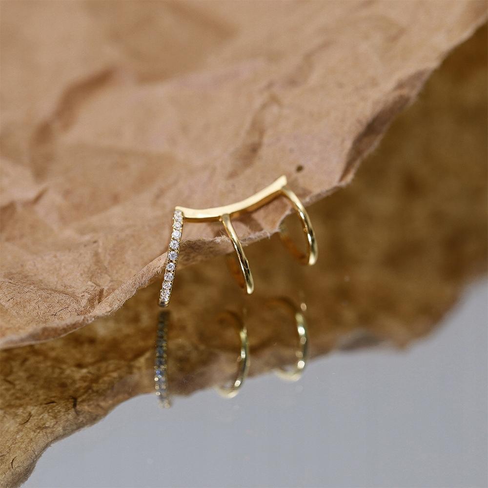 Fraise S925 Ear Cuff With Cubic Zirconia, 14K Plated