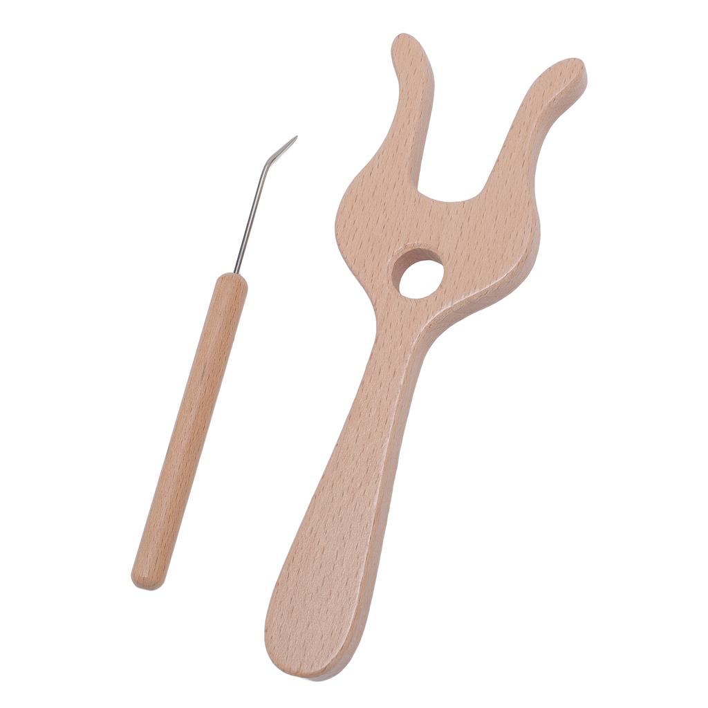 Kit Forchetta e Ferri da Maglia Legno di Faggio Finitura Liscia Forchetta di Legno Kit Ferri Intrecciatori per Artigianato