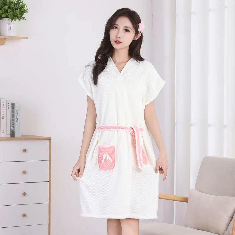 Moteriškas greitai džiūstantis koralinio vilnos vonios sijonas: Sustorintas, Minkštas, Vandenį sugeriantis, Nešiojamas Voniai Rankšluostis Pavasariui ir Rudeniui